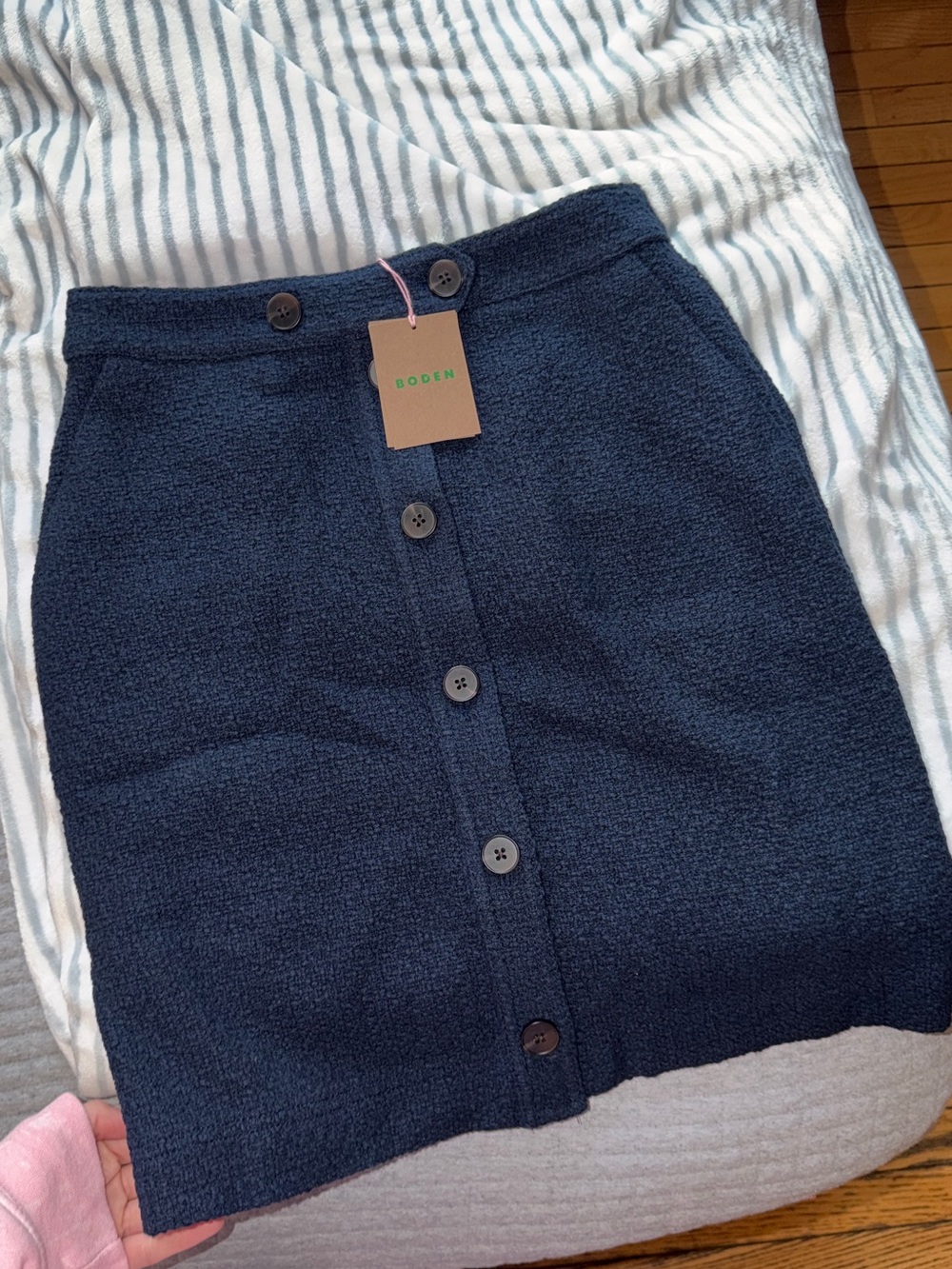 Boden Cecelia Textured Skirt in Navy, NWT, US 2 / UK 6